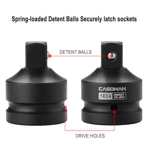 CASOMAN 1-Inch Drive F to 3/4-Inch (M) Impact Adapter, Cr-Mo Steel, 1"F to 3/4"M Socket with Friction Ball, Exceeds ANSI Standards