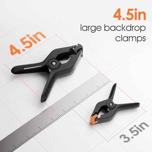 Backdrop Clamps Clips - 4.5in - Large Spring Clamps for Backdrop Stand, 8 Pack Heavy Duty Plastic Muslin Photo Clamp for Photography Photobooth, Balloon Arch, Woodworking