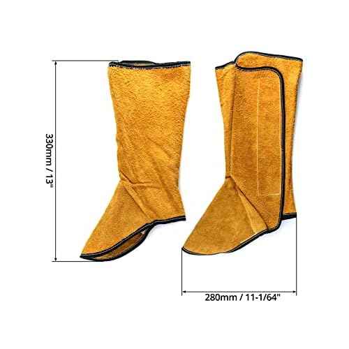 QWORK Fireproof Shoe Leg Cover Leather for Welding Welder Work Boot Protectors, Welding Safety Boot Covers, Leg Guards Gaiters, Men and Women