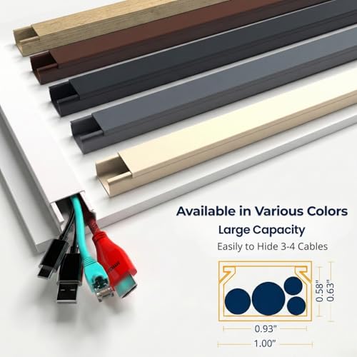 EVZA White 315-Inch Wall Cord Cover Kit for 3-4 Cables, Paintable & Self-Adhesive