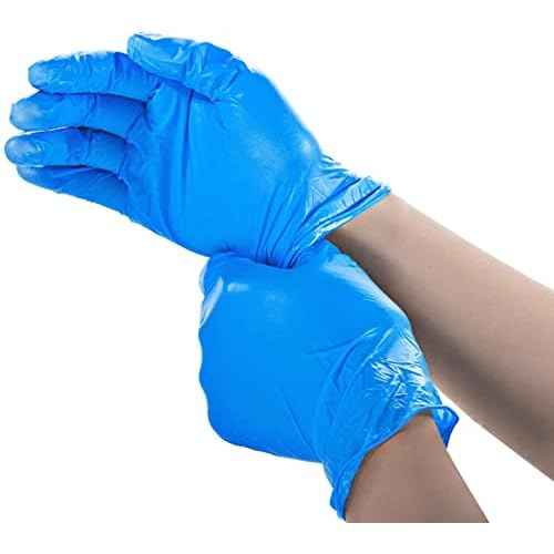 Intco Basic Disposable Vinyl Gloves 100Pcs, Medium Size, Cleaning Gloves, Food Service Gloves, Powder Free, Latex Free, Non-Sterile for All Purposes Gloves, Blue (BMPF3002)