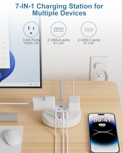 Kakahigh White 5FT USB-C Extension Cord with Surge Protection