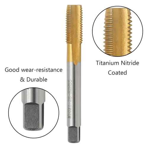 Biaungdo M10 x 1.25mm Tap and M10 x 1.25mm Die Metric Right Hand Thread Titanium Coated Tap and Die Set, HSS Right Hand Thread Tap and Die Set