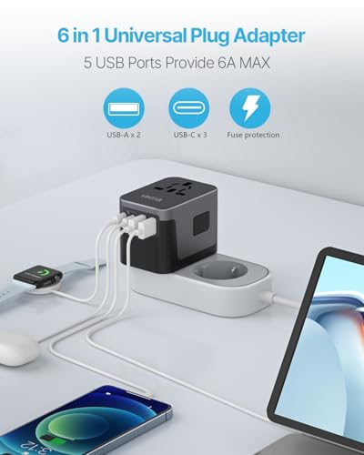 VINTAR 30W Universal Travel Power Adapter Black - Worldwide Plug & USB Charging