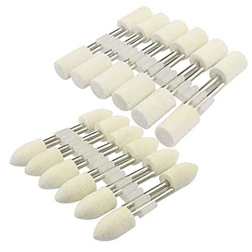 ?????? ???? 24 Pcs Wool Polishing Bits - Wool Felt Polishing kits with 1/8 Inch Mandrel for Dremel Rotary Tools (Polishing Point Diameter:10mm)