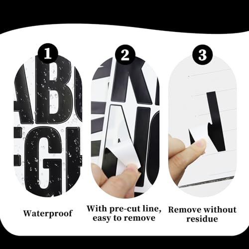 Black 3 Inch Vinyl Letter and Number Stickers - Self-Adhesive Craft Sheets