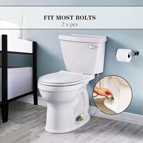 ZUNON Green Fish Ceramic Toilet Bolt Covers - Decorative Bathroom Decor Set of 2