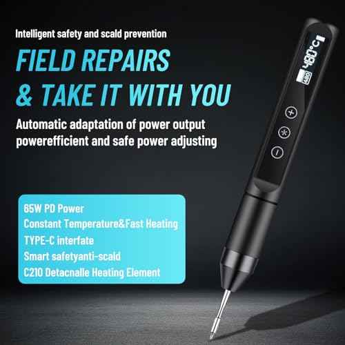 Micro Soldering Iron Kit with OLED Display, Adjustable Temp 356¡ÆF-896¡ÆF, High Power & Type-C Portable Pen Design | 3 Tips for Electronics Repair, DIY Projects (C210-I/IS/K)