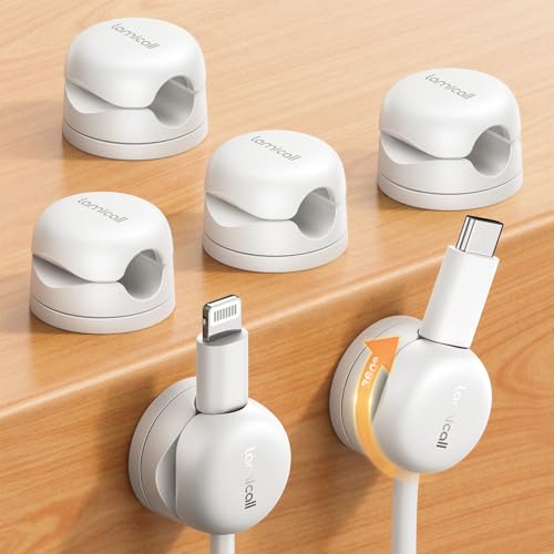 Lamicall Snow White 6-Pack Rotatable Cord Organizer with Spring Lock