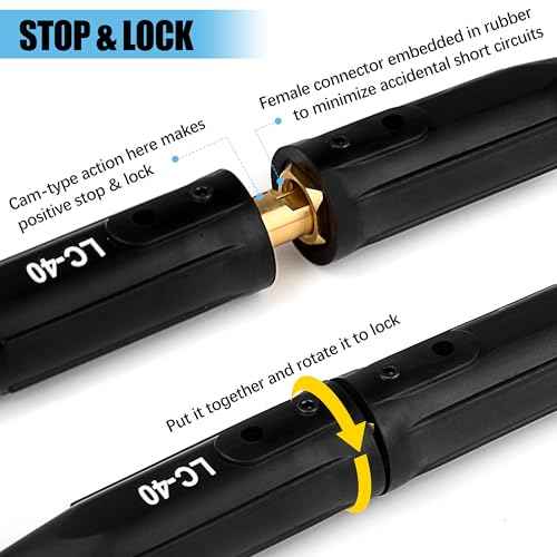 2 Pack LC-40 Cable Connector Set (2 Male / 2 Female), Welding Lead Connectors, Welding Cable Connectors for Welding Machine Accessories, Cable Capacity:1/0 Thru 2/0(50-70mm©÷) - 350 Amp Max Rating