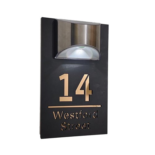 Custom House Number Sign with Solar Light – Personalized Door Plaque with Modern Design – Waterproof Outdoor Address Sign for Home, Yard, Porch