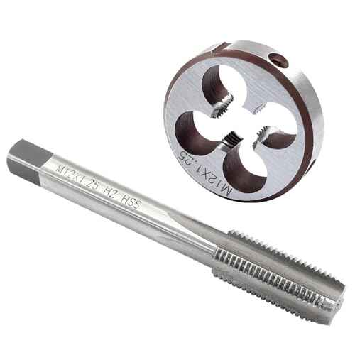 M12 x 1.25 HSS Metric Thread Tap and Die Set, Right Hand Machine Thread Tap and Round Die