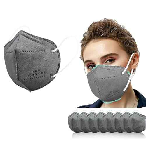 Edith qi KN95 Face Masks 50 PCS,Individually Wrapped, 5 Ply Grey Disposable KN95 Masks for Adults Filter Efficiency 95%, Protection against PM 2.5 Smoke Particles