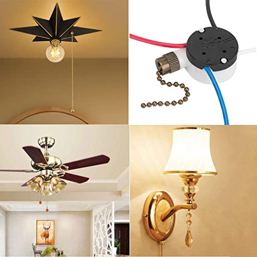 Bsentster Ceiling Fan Switch ZE-208s 3-Speed 4-Wire Bronze Pull Chain Replacement Part