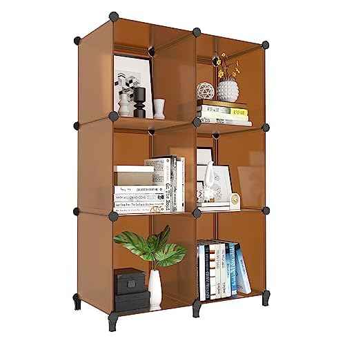 6-Cube Storage Organizer, Closet Organizer Storage Shelf Bookcase Bookshelf with Metal Hammer, Storage Cubes Organizer Cabinet for Kids, Closet, Bedroom, Bathroom, (11.8x11.8x11.8 inch)