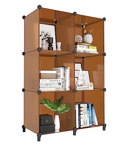 HOMIDEC 6-Cube Storage Organizer Brown 11.8 x 11.8 x 11.8 Inch Kids Bedroom Closet