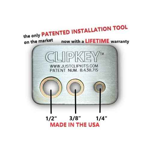 Just Clips - 5 sets each, 3/8" & 1/2" Retainer Clips and O-Rings with one Patented ClipKey, The only Installation Tool that works with 1/4", 3/8" & 1/2" Snap Rings.
