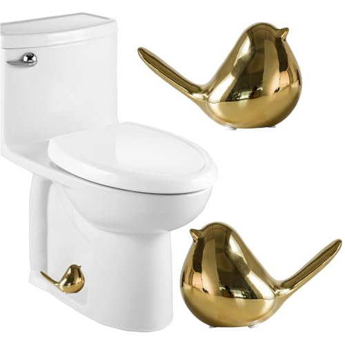 Gold Ceramic Bird Toilet Bolt Covers Set of 2 - Decorative Bathroom Accessories
