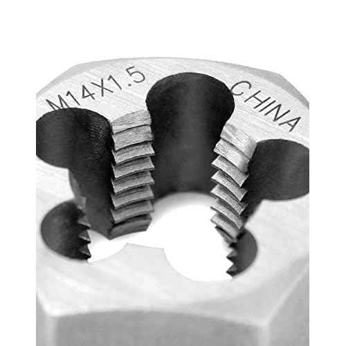 QWORK Metric Hex Die Rethreading Die, M14 X 1.5mm Carbon Steel Machine Thread Die, for Mold Machining, Steel, Cast Iron, Copper