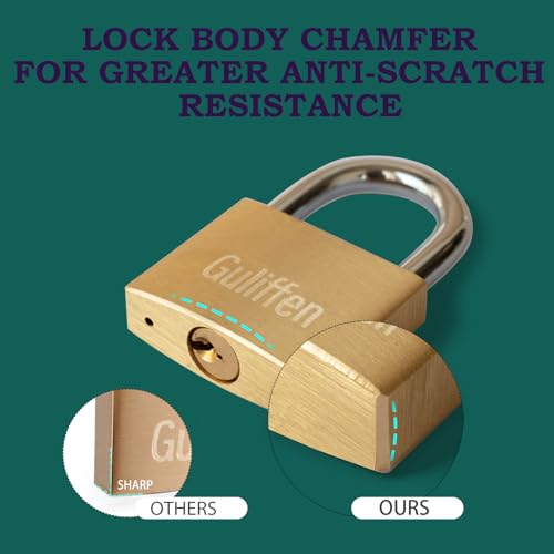 Guliffen Solid Brass Keyed Padlock 1-9/16 in. Lock Body for Sheds, Gates, Toolbox (Variation: 1 in.)