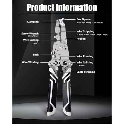 18 In 1 Foldable £×ire Stripper Crimper, Multifunctional Folding Wire Stripping Tool, Wire Strippers Electrical£¬Electric Cable Stripper, Cable Cutters with Plier, Crimper, Twister, Splitting, 1pcs