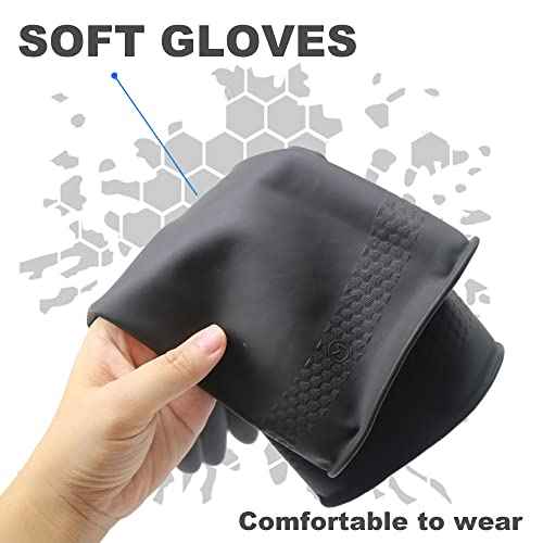 Chemical Resistant Latex Gloves,Cleaning Protective Safety Work Heavy Duty Rubber Gloves, S-M-L-XL Size, Black 1 Pair