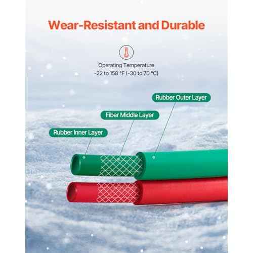 VEVOR Oxygen Acetylene Hose, 1/4-Inch x 25FT Oxy Acetylene Hose with 9/16"-18 LH/RH B Fittings, R Grade Welding Torch Twin Hose with 300PSI Maximum Working Pressure for Cutting Soldering Brazing