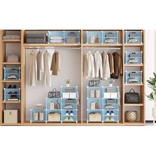 AWTATOS Closet Organizer 6 Cube Storage Shelves Portable Closet Clothes Organizers and Storage Stackable Cubby Shelving for Closet Bedroom Living Room Blue