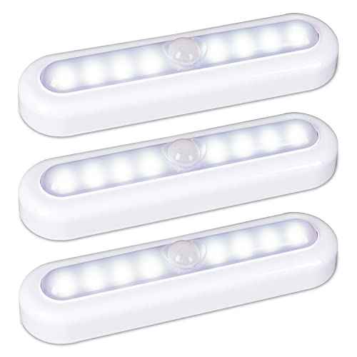 STAR-SPANGLED 3 Pack 7¡± Motion Sensor Lights Indoor Battery Operated, Stick on LED Light for Closet, Stairs, Under Cabinet, Cool White