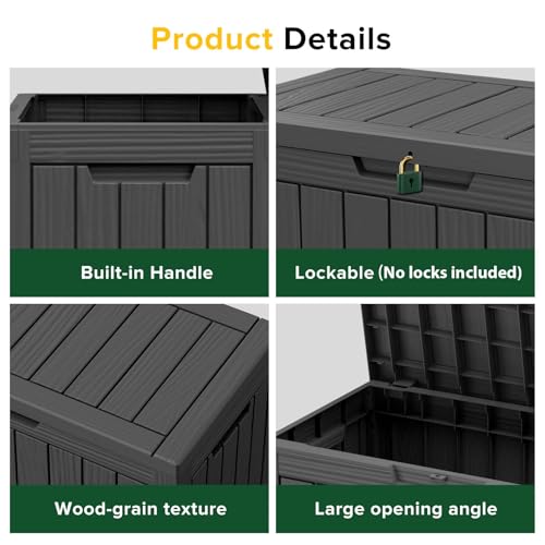 EasyUp 50 Gallon Black Waterproof Outdoor Deck Storage Box Lockable & Weather-Resistant