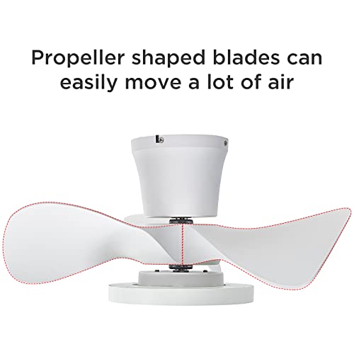ocioc White 22-Inch Ceiling Fan with LED Light Remote Control for Kitchen Bedroom