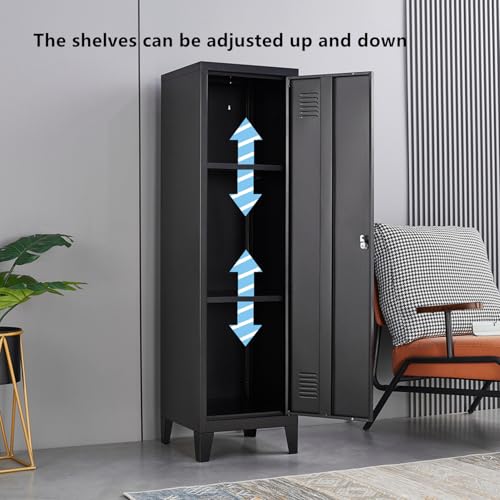 Metal Lockers with Doors & Shelves - Secure Lockable Storage Cabinets for Office, Gym, Garage