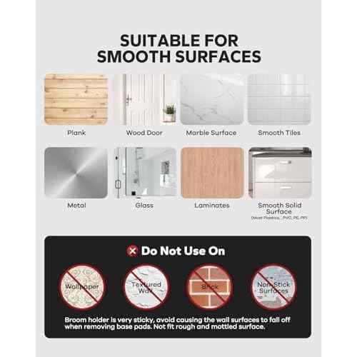 Plastic Broom Holder Wall Mount, White, 4 Count