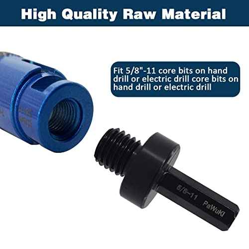 Core Drill Bit Arbor Adapter, 3/8" Hex Shank to 5/8-11 Male Drill for Threaded Diamond Hole Saw Drill Bits Attachment Arbor Shaft Adapter