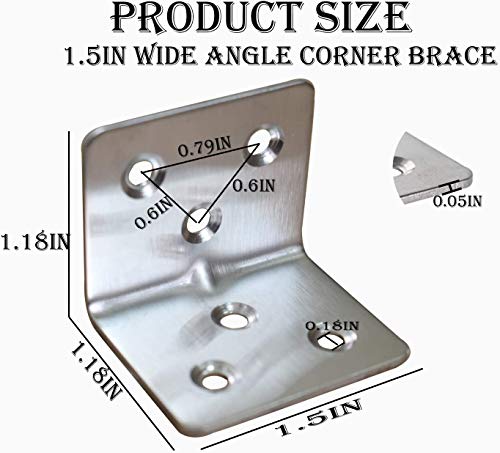 40PCS Stainless Steel Corner Brackets 1.2x1.2 Inches for Furniture Cabinets Shelves - Silver