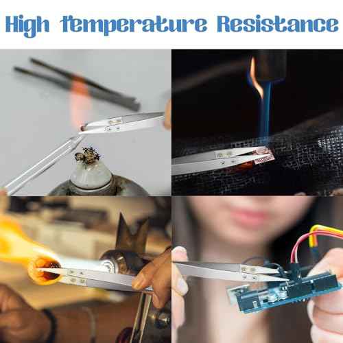 Ceramic Tweezers, 2pcs Stainless Steel Ceramic Precision Tweezers for Electronics, Non-Conductive Anti Static High Temperature Resistant Fine Point Tweezers for Precision Electrical Operation