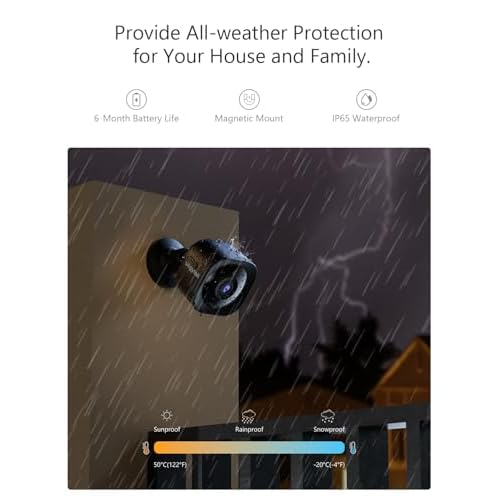 Security Cameras Wireless Outdoor, WiFi 2K Battery Powered Security Camera, AI Motion Detection, Color Night Vision, 2-Way Talk, Waterproof, Compatible with Alexa (Black)