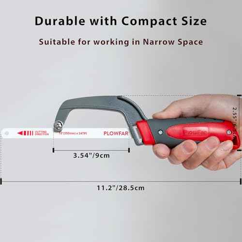 Aluminum Frame Mini Hacksaw with 10" Flexible Bi-Metal HSS Blade for Metal and Wood