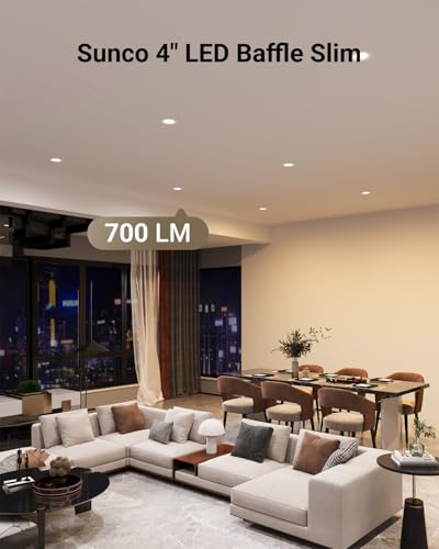 Sunco 4 Inch Slim Canless LED Recessed Downlights 10W Dimmable CCT Switch - 12 Pack