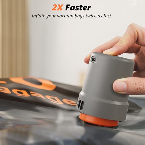 SUOCO Grey Travel Vacuum Pump - Portable USB Rechargeable Electric Compressor for Space Saver Bags