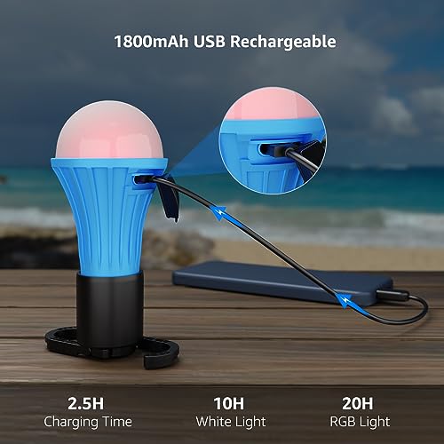 Rechargeable Camping Lantern with 7 RGBW Light Modes - 2 Pack