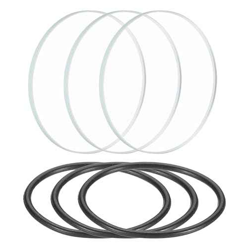 PATIKIL 1.1" Dia LED Lens, 3 Set Polished Edge Flashlight Glass Lens with Silicone Ring for Light Source Lens Replacement, Transparent, Black