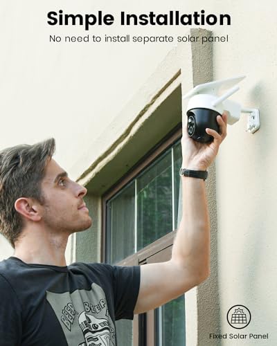 Aosu 1 Pack Outdoor Wireless Solar Camera with Fixed Solar Panel 2K PTZ Surveillance