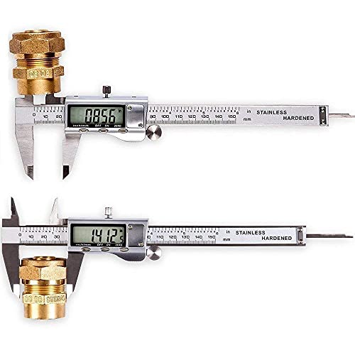 LOUISWARE Silver Digital Caliper 6 Inch/150mm Stainless Steel Electronic Measuring Tool with LCD Screen