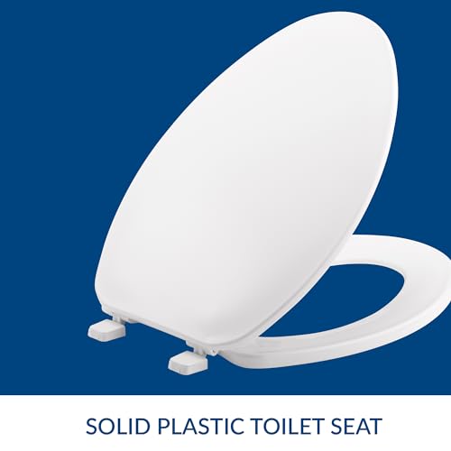 Bemis Elongated Plastic Toilet Seat - Durable White Bathroom Comfort
