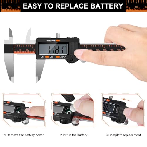HARDELL 6 Inch Digital Caliper with Large LCD – Stainless Steel Measuring Tool