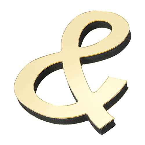 PATIKIL 3D Acrylic Alphabet Mirror Wall Stickers Symbol & Self-Adhesive Home Decor Letter Sign Art Sticker Decal for DIY Home Decoration Light Gold