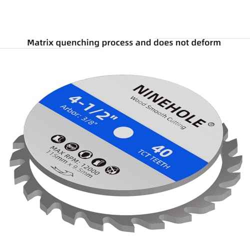 3pack 4 1/2 Inch Circular Saw Blade 40T with 3/8-Inch Arbor, TCT Carbide Tipped Teeth for Cutting Wood Plastic Composite Materials