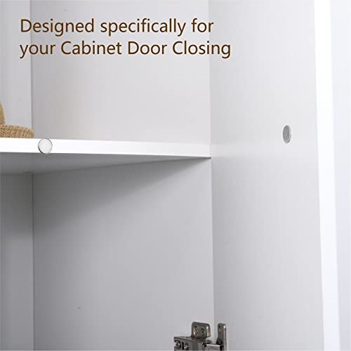 Mousike 4 Pack Ultra Thin Magnetic Cabinet Door Catch Stainless Steel Silver