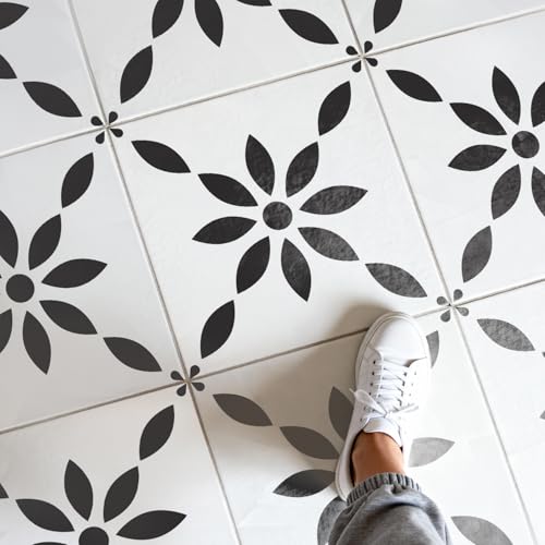 Floor Tile Stencil 12"x12", Reusable Large Floor Stencils for Painting Floors, Concrete Stencil for Patio, Wall Stencils for Painting on Walls (Style W1)
